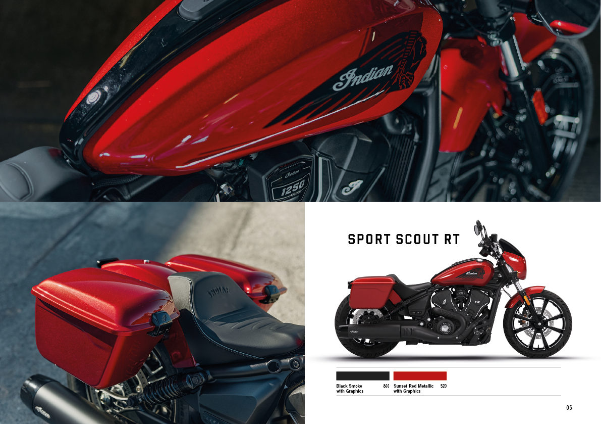 A red Indian motorcycle is parked on a sidewalk. AI generated content